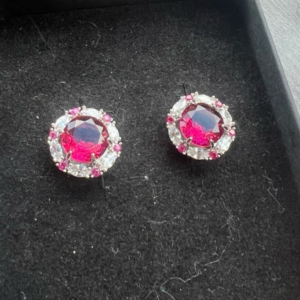 3.7ct Ruby Shaded Swarovski Elements Stud Silver … - image 5